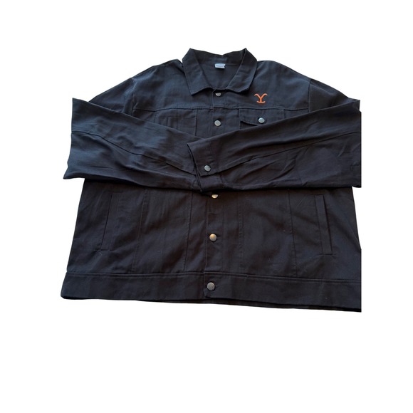 Official Yellowstone Merchandise Other - Yellowstone TV Show Mens XXL Black Cotton Denim Trucker Jacket Orange Y Logo